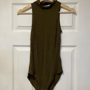 XS green low turtleneck bodysuit from H&M.